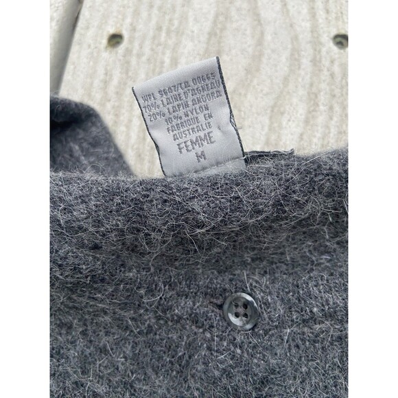 Vintage Eddie Bauer Women’s Lambswool Angora Cardigan Gray Fuzzy Knit Sweater M - Picture 8 of 11